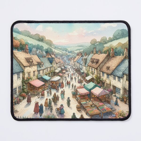 Item preview, Charming rustic village in watercolor designed and sold by visual34.