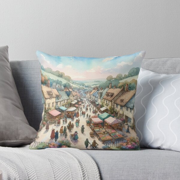 Item preview, Charming rustic village in watercolor designed and sold by visual34.