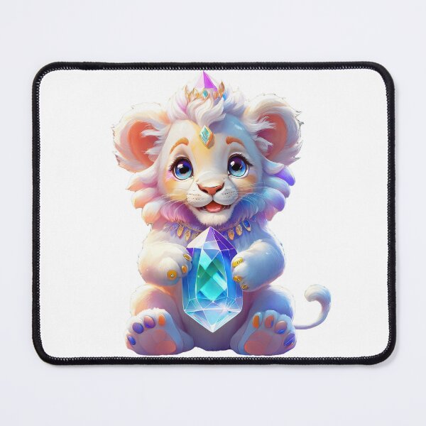 Item preview, Adorable Baby White Lion with Blue Gemstone - Cute Animal Art designed and sold by SZAgg.