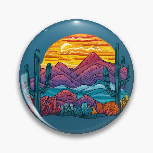Item preview, Desert Sunset Psychedelic Landscape Illustration designed and sold by meganohm.
