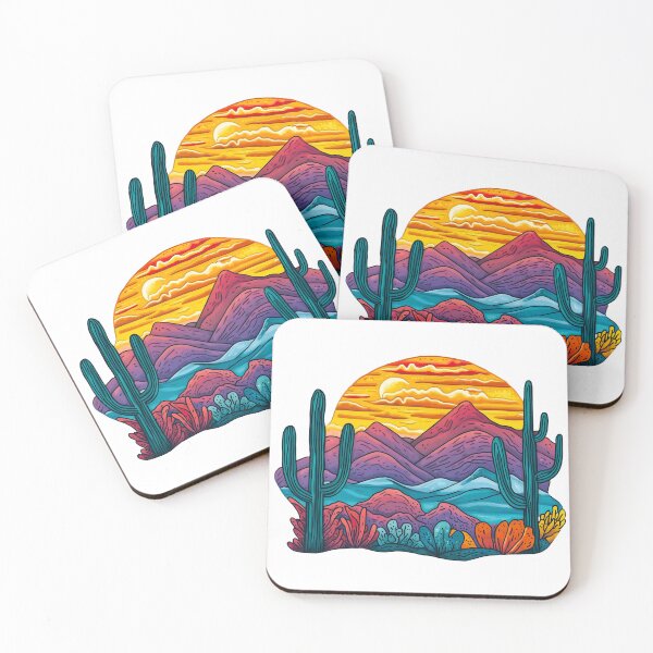 Item preview, Desert Sunset Psychedelic Landscape Illustration designed and sold by meganohm.