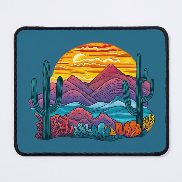 Item preview, Desert Sunset Psychedelic Landscape Illustration designed and sold by meganohm.