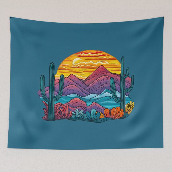 Item preview, Desert Sunset Psychedelic Landscape Illustration designed and sold by meganohm.