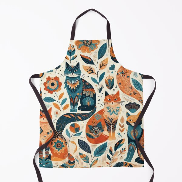 Item preview, Orange & Teal Cats on Black Background Wallpaper Print Pattern with Floral Art – Elegant Cat Design, Dark Floral Pattern, Chic Cat and Flower Wallpaper, Gothic Black Cat Art, Stylish Floral Wallpaper designed and sold by 21 Tulips.