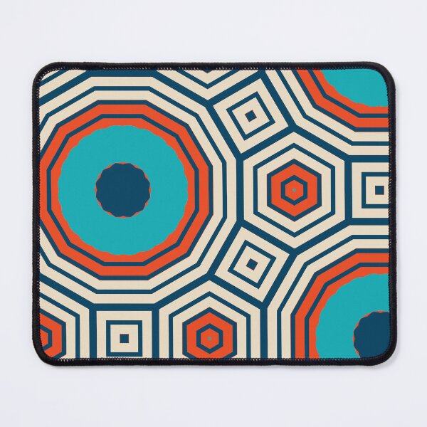 Item preview, Modern Abstract Geometric Pattern Bauhaus Doodle No.10 Print Variation No.3 Teal, Persimmon, Aqua Style designed and sold by MirabiliaMagpie.