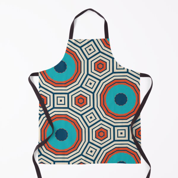 Item preview, Modern Abstract Geometric Pattern Bauhaus Doodle No.10 Print Variation No.3 Teal, Persimmon, Aqua Style designed and sold by MirabiliaMagpie.