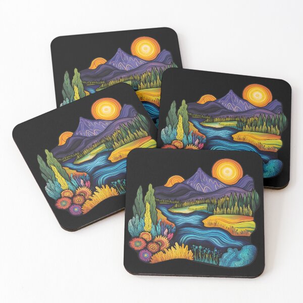 Item preview, Colorful Psychedelic Okanagan Valley Nature Illustration designed and sold by meganohm.