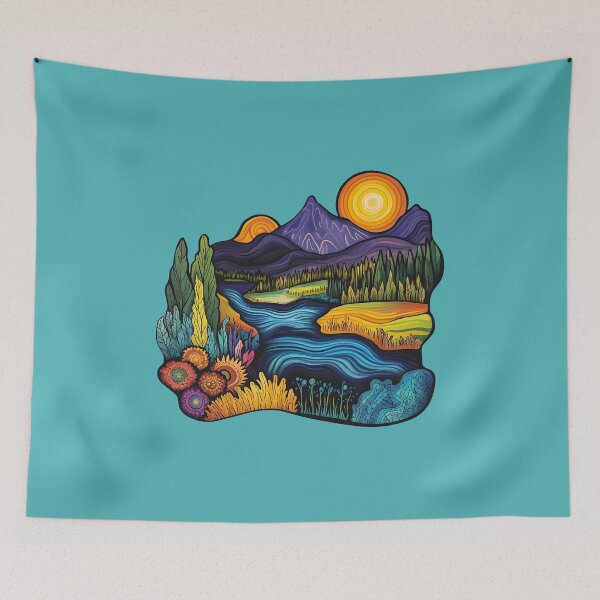 Item preview, Colorful Psychedelic Okanagan Valley Nature Illustration designed and sold by meganohm.