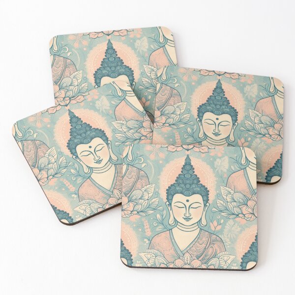 Item preview, Pink and Turquoise Buddha Pattern – Vibrant Buddha Art, Spiritual Design, Zen Home Decor, Meditation Art, Peaceful Buddha Illustration, Modern Buddha Pattern for Wall Art and Textiles designed and sold by 21 Dragonflies.