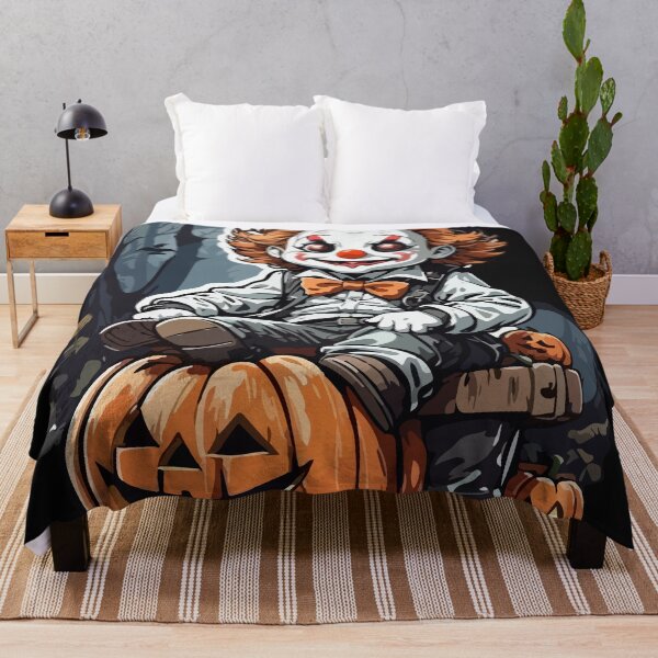 Item preview, Creepy Halloween Clown with Pumpkins – Spooky Forest Night designed and sold by -DEEWOLF-.