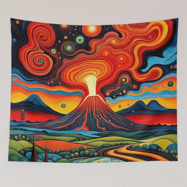 Item preview, Erupting volcano at night 7 designed and sold by George Hutton Hunter.