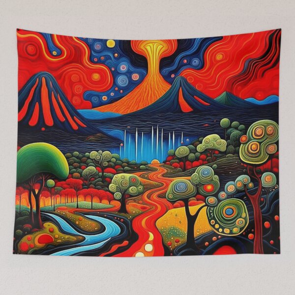 Item preview, Erupting volcano at night 8 designed and sold by George Hutton Hunter.
