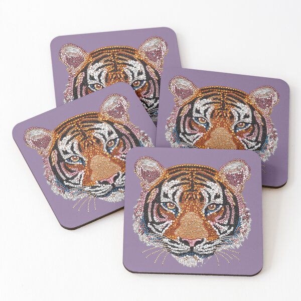 Item preview, Maximalist Pink Beaded Embellished Sequin Tiger Preppy Patch designed and sold by Creative Brat Design Studio.
