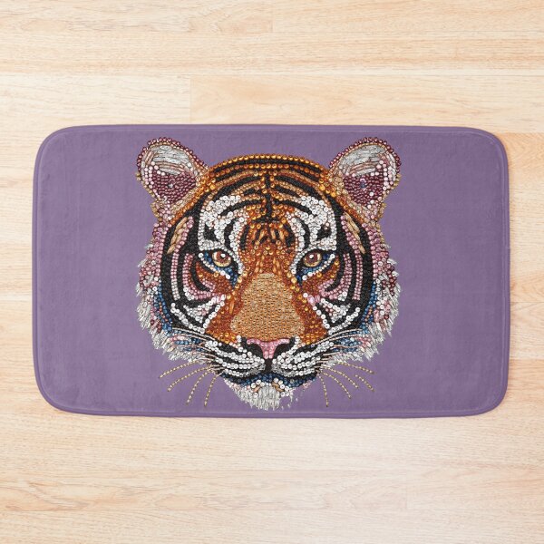 Item preview, Maximalist Pink Beaded Embellished Sequin Tiger Preppy Patch designed and sold by Creative Brat Design Studio.