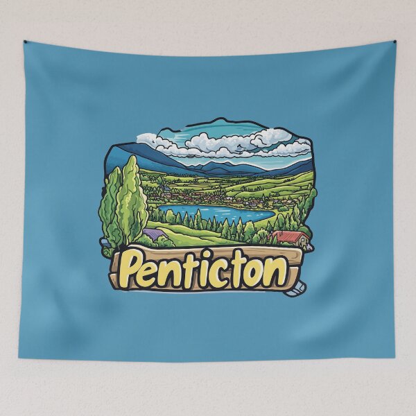 Item preview, Penticton British Columbia Cartoon Landscape Art designed and sold by meganohm.