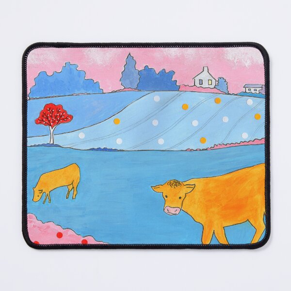 Item preview, Happy Orange Cows In Blue Fields designed and sold by SomeHappyThing.