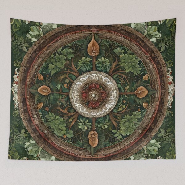 Item preview, Mystical Botanical Mandala with Leaves and Flowers designed and sold by MandalasShops.