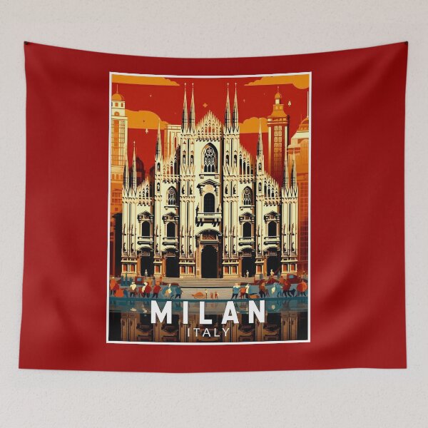 Item preview, Milan Italy Vintage Duomo Di Milano Travel and Tourism Advertising Print designed and sold by posterbobs.