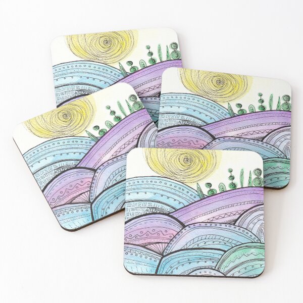 Item preview, Whimsical Blue Mountains Handmade Watercolor | SqueakySketches designed and sold by SqueakySketches.