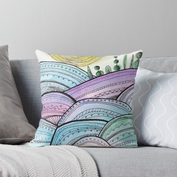 Item preview, Whimsical Blue Mountains Handmade Watercolor | SqueakySketches designed and sold by SqueakySketches.