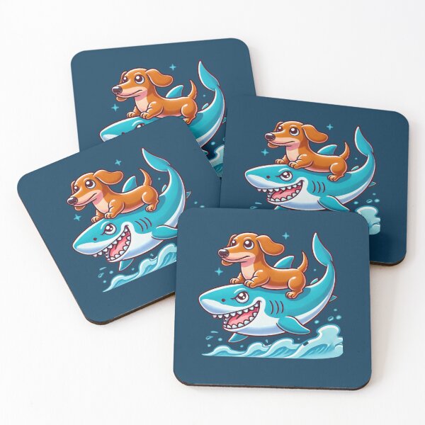 Item preview, FunnyDachshund Dog Riding A Shark designed and sold by Right-UR.