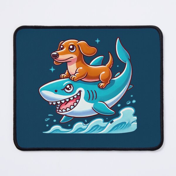 Item preview, FunnyDachshund Dog Riding A Shark designed and sold by Right-UR.