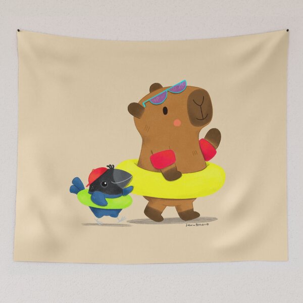 Item preview, Capybara and Bird Summer Vibes designed and sold by julianamotzko.
