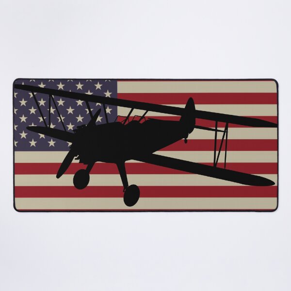 Item preview, Stearman American Biplane Pilot Trainer Vintage USA Flag designed and sold by MilitaryMart.