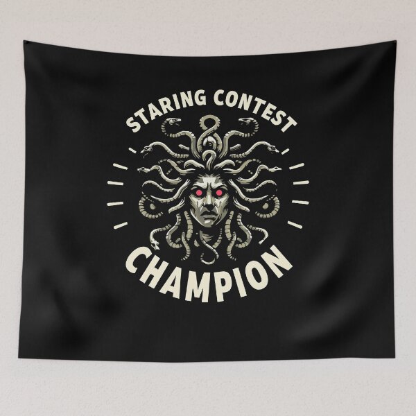 Item preview, Funny Greek Mythology Medusa Staring Contest Champion designed and sold by Agema Apparel.
