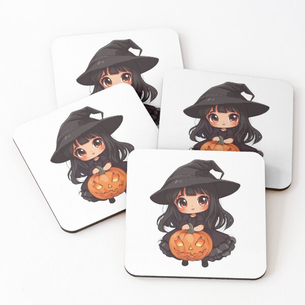 Item preview, Cute witch girl sitting with pumpkins and a bat. designed and sold by MystiS.