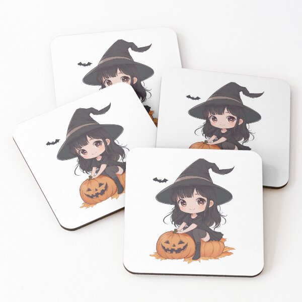 Item preview, Cute witch girl sitting with pumpkins and a bat. designed and sold by MystiS.