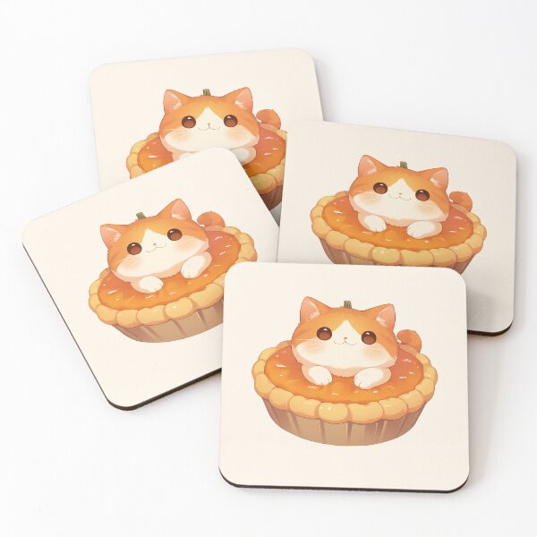 Item preview, Cute Cat and Pumpkin Pie designed and sold by NikoNekoDesigns.