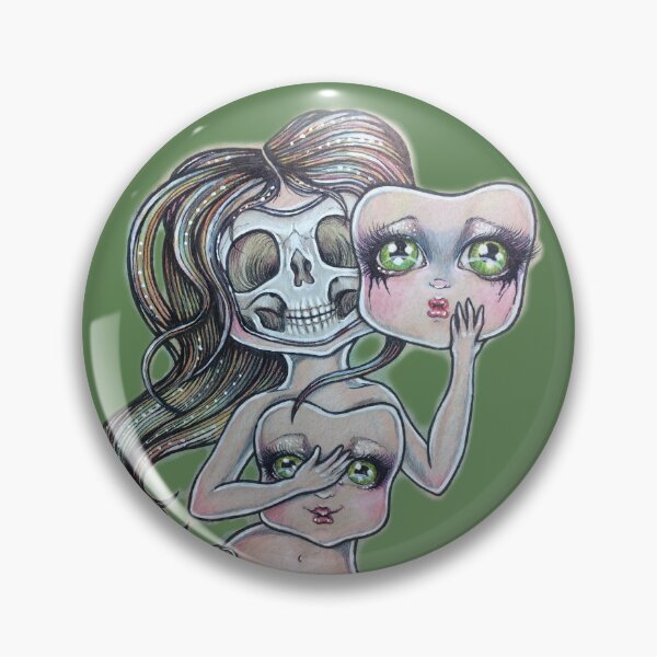 Item preview, Popsurreal skull girl with big eyed masks designed and sold by SaskiaFranken.