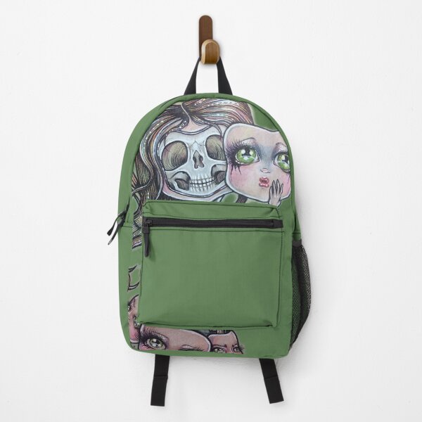 Item preview, Popsurreal skull girl with big eyed masks designed and sold by SaskiaFranken.