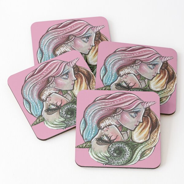 Item preview, Good pink unicorn witch and bad green horned witch designed and sold by SaskiaFranken.