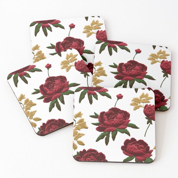 Item preview, Dark Burgundy Peonies | Elegant Hand Embroidery Art designed and sold by branaghbel.
