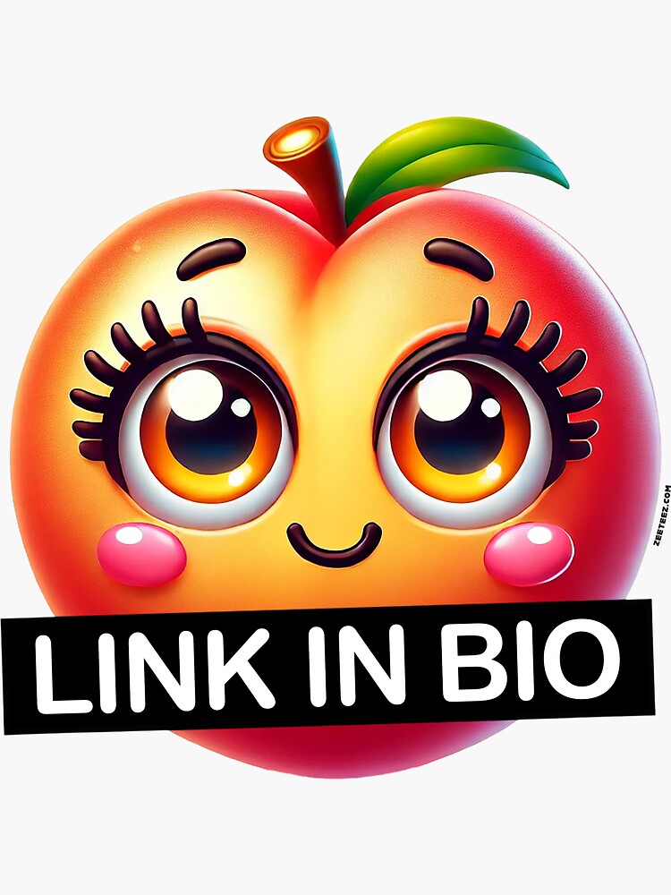 Thumbnail 3 of 3, Sticker, Link in Bio Peach designed and sold by zeeteezofficial.