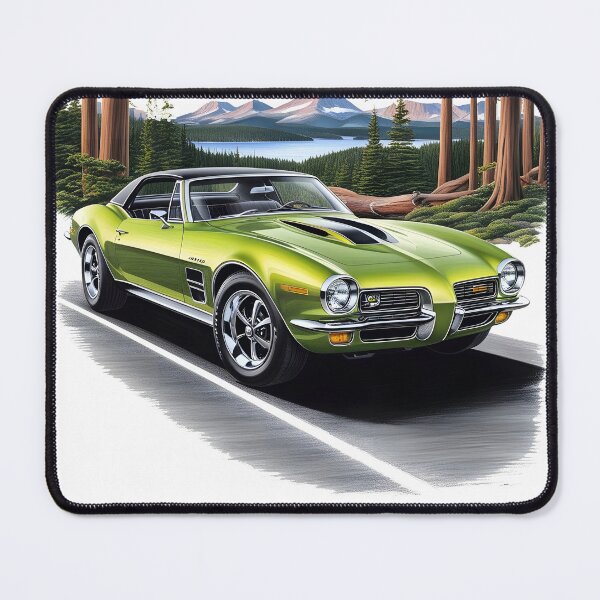Item preview, American retro car poster with fantasy sports car green designed and sold by Museum Of Non-Existing Art.