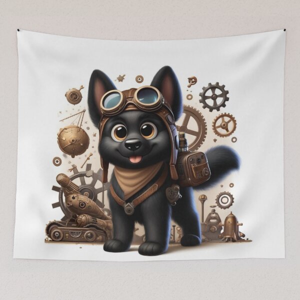 Item preview, Steampunk Black German Shepherd designed and sold by Sillytoe.