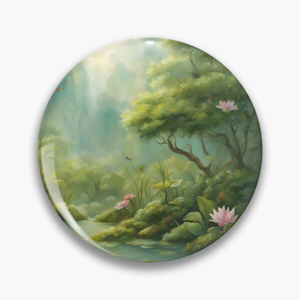 Item preview, pond with pink flowers and butterflies designed and sold by taylaphotos.