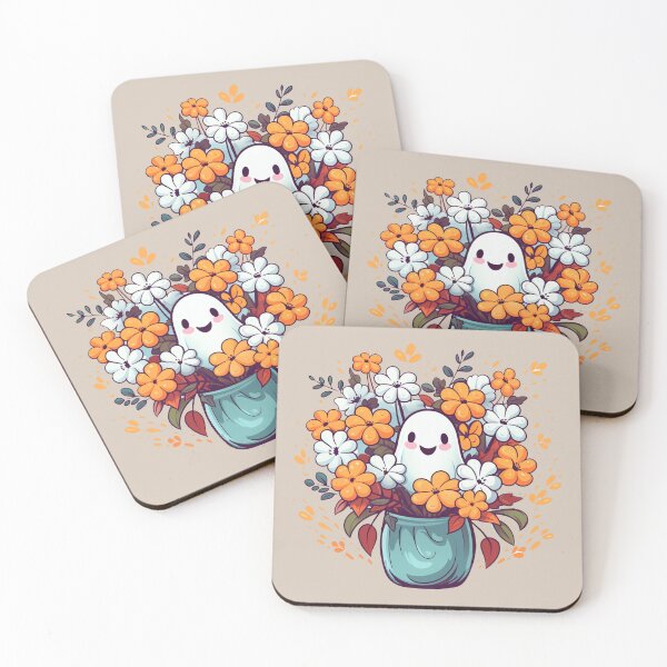 Item preview, cute pocket with happy ghost flowers bouquet fall autumn designed and sold by · GAMING SOUL ·.