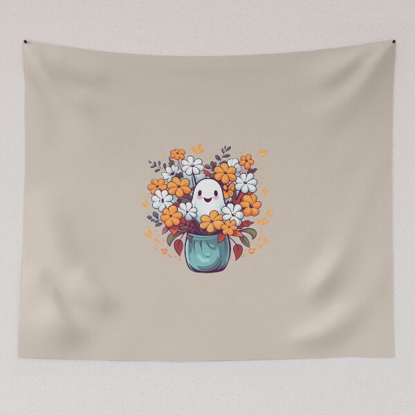 Item preview, cute pocket with happy ghost flowers bouquet fall autumn designed and sold by · GAMING SOUL ·.