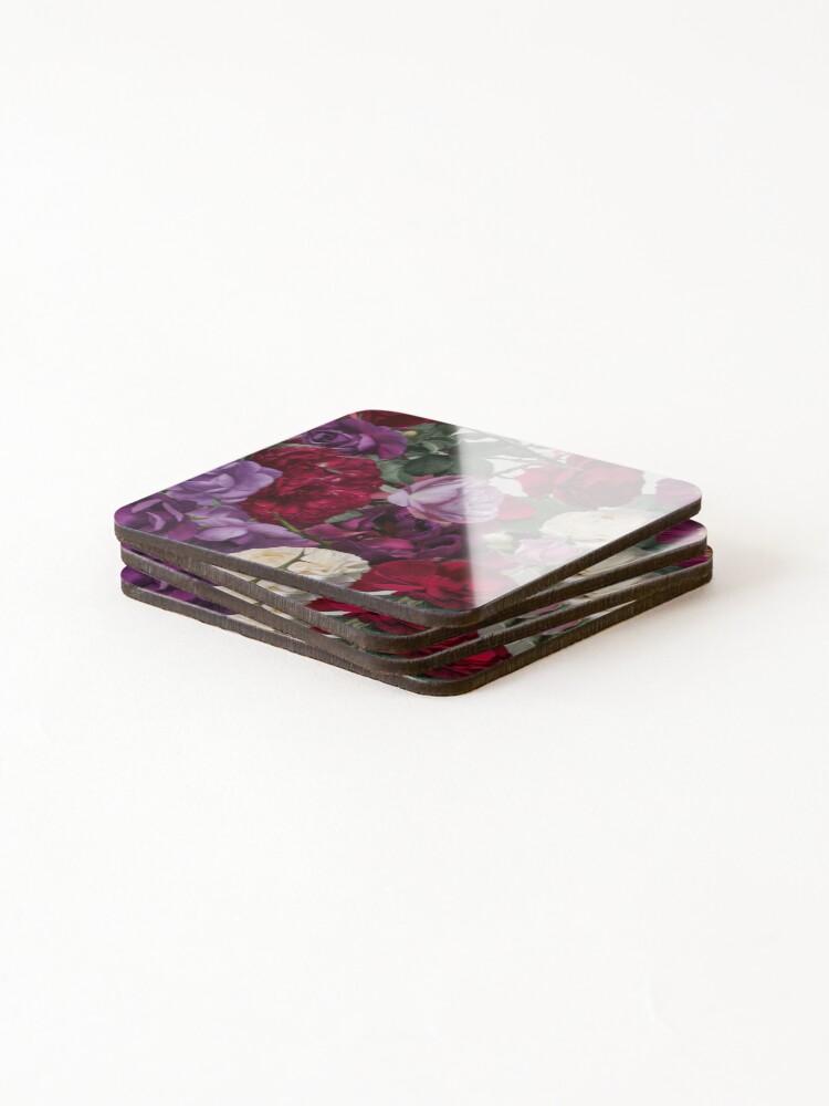 Thumbnail 4 of 5, Coasters (Set of 4), Intertwining Colorful Roses Pattern designed and sold by Promoc.