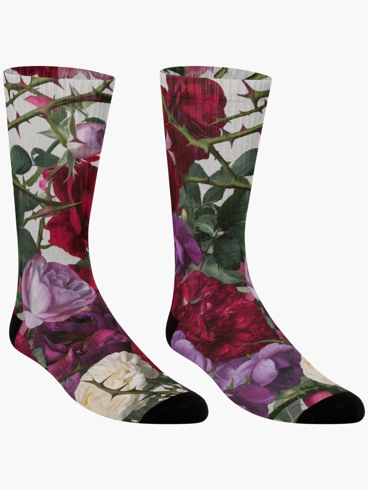 Thumbnail 3 of 5, Socks, Intertwining Colorful Roses Pattern designed and sold by Promoc.