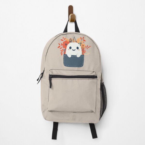 Item preview, Cute Pocket Design with a Happy friendly kawaii Ghost in Fall Autumn Theme on Denim designed and sold by · GAMING SOUL ·.
