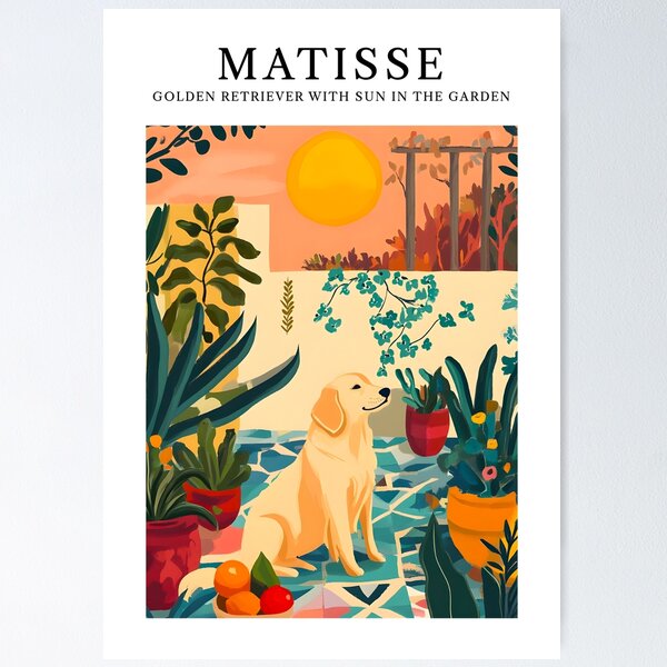 Item preview, Matisse Inspired Print: Golden Retriever with Sun in the Garden designed and sold by NomadCanvas.