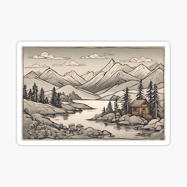 Item preview, Tranquil Cabin in Snowy Mountain Landscape designed and sold by UsingTechToArt.
