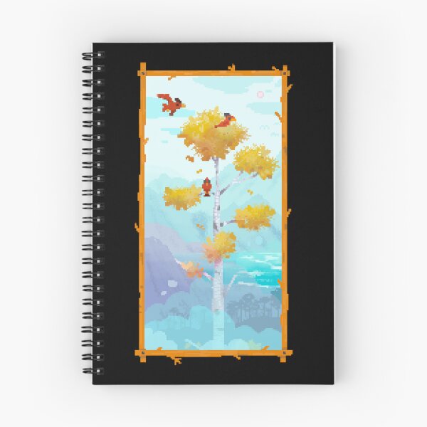 Item preview, Red Pixel Art Bird in Quaking Aspen Tree  designed and sold by narwhalwall.