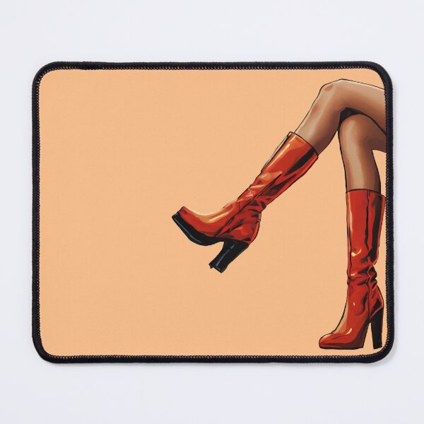 Item preview, Retro Female Legs In Red Boots - Vintage Biege designed and sold by AestheticArtHub.