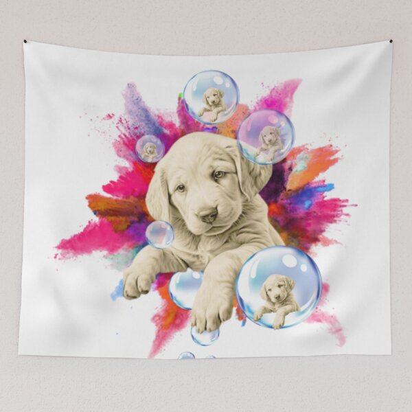Item preview, puppy among burst of colors designed and sold by Belrovera.